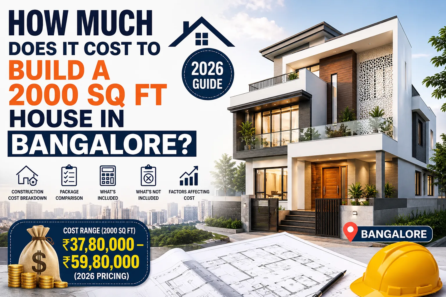 2000 Sq Ft House Construction Cost in Bangalore (2026